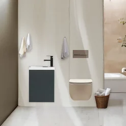 Jindoli Lave-main salle de bain Aquarino 40 cm finition vert foncé