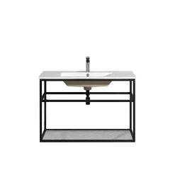 Jindoli Lave-main salle de bain Aquafredo 90 cm finition métal noir