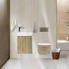 Jindoli Lave-main salle de bain Aquaba 40 cm finition chêne brun