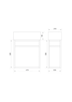 Plan Vasque Lave-Mains|Jindoli Lave-main salle de bain Aquafredo 50 cm finition métal noir