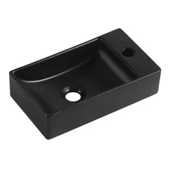 Lavabo|Homesight Lave-mains à suspendre en céramique rectangulaire noir Savy