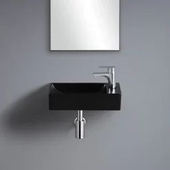 Lavabo|Homesight Lave-mains à suspendre en céramique rectangulaire noir Savy