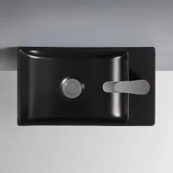Lavabo|Homesight Lave-mains à suspendre en céramique rectangulaire noir Savy
