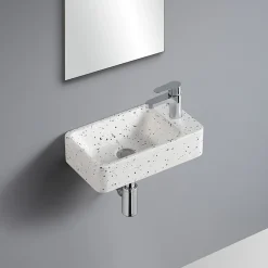 Homesight Lave-mains à suspendre en céramique rectangulaire terrazzo Savy