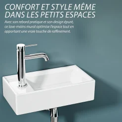 Lavabo|Dileci Lave-mains avec rebord sortie gauche (41,5x22x10cm) -