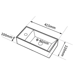 Lavabo|Dileci Lave-mains avec rebord sortie gauche (41,5x22x10cm) -
