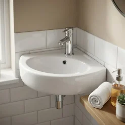 GoodHome Lave-mains céramique blanc Vedi