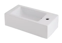 GoodHome Lave-mains céramique blanc Rioni 50 cm