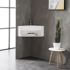 Lavabo|Bernstein Lave-mains d'angle en fonte minérale TWG70 - blanc mat - 50x50x28cm