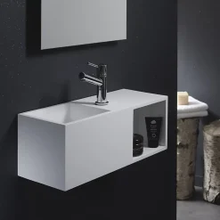 Lavabo|Planète Bain Lave-mains en solid surface Arezzo 54x20 cm avec espace de rangement