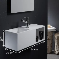 Lavabo|Planète Bain Lave-mains en solid surface Arezzo 54x20 cm avec espace de rangement