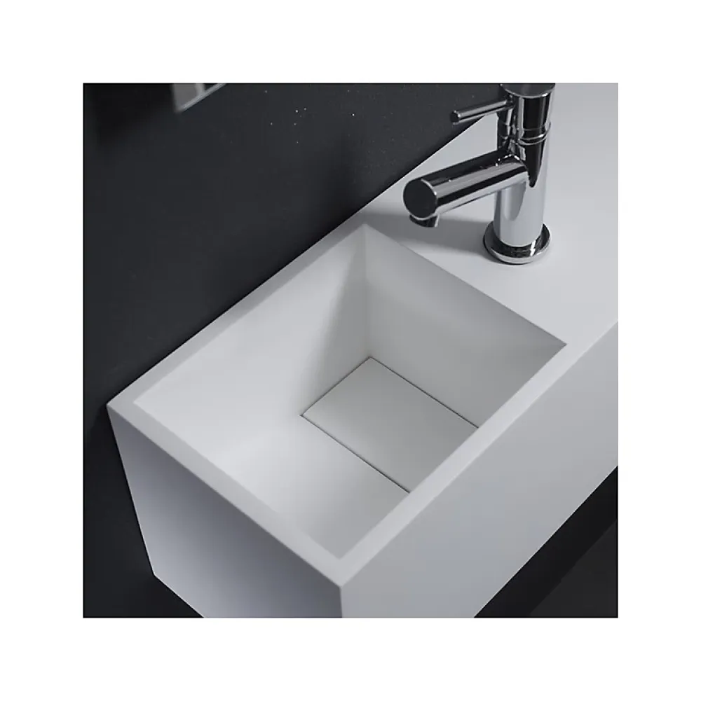 Lavabo|Planète Bain Lave-mains en solid surface Arezzo 54x20 cm avec espace de rangement