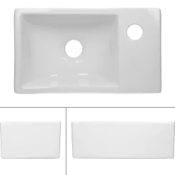Vasque À Poser|ECD Germany Lave-mains lavabo vasque salle de bain ceramique rectangulaire blanc 350x205mm