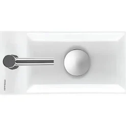 Lavabo|Sanindusa Lave-mains mural compact porcelaine Note blanc cuve à droite 36x18 avec trou robinet (mitigeur et vidage non inclus)