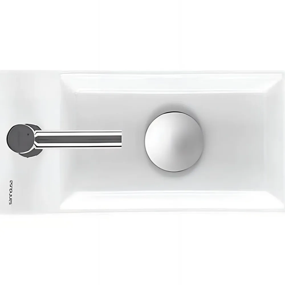 Lavabo|Sanindusa Lave-mains mural compact porcelaine Note blanc cuve à droite 36x18 avec trou robinet (mitigeur et vidage non inclus)