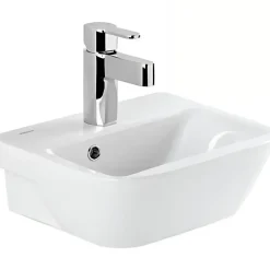 Lavabo|Sanindusa Lave-mains mural céramique traditionnelle Look 36x30 blanc (robinet et vidage non inclus)