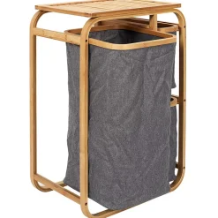 Etagère Salle De Bains|Altobuy LAZEN - Rangement à 3 Panières en Bambou et Tissu Gris
