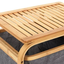 Etagère Salle De Bains|Altobuy LAZEN - Rangement à 3 Panières en Bambou et Tissu Gris