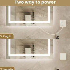 Miroir Lumineux|Sofetiy Max LED Miroir Lumineux Tricolore + Anti-buée 80x60cm Salle de Bain Dimmable,Tactile Miroir de salle de bains LED