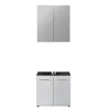 Meuble Sous Lavabo|Trend Team LINE-SKINS - Ensemble salle de bain 2 pièces. Mélaminé gris et blanc brillant. L-H-P : 60-182-31