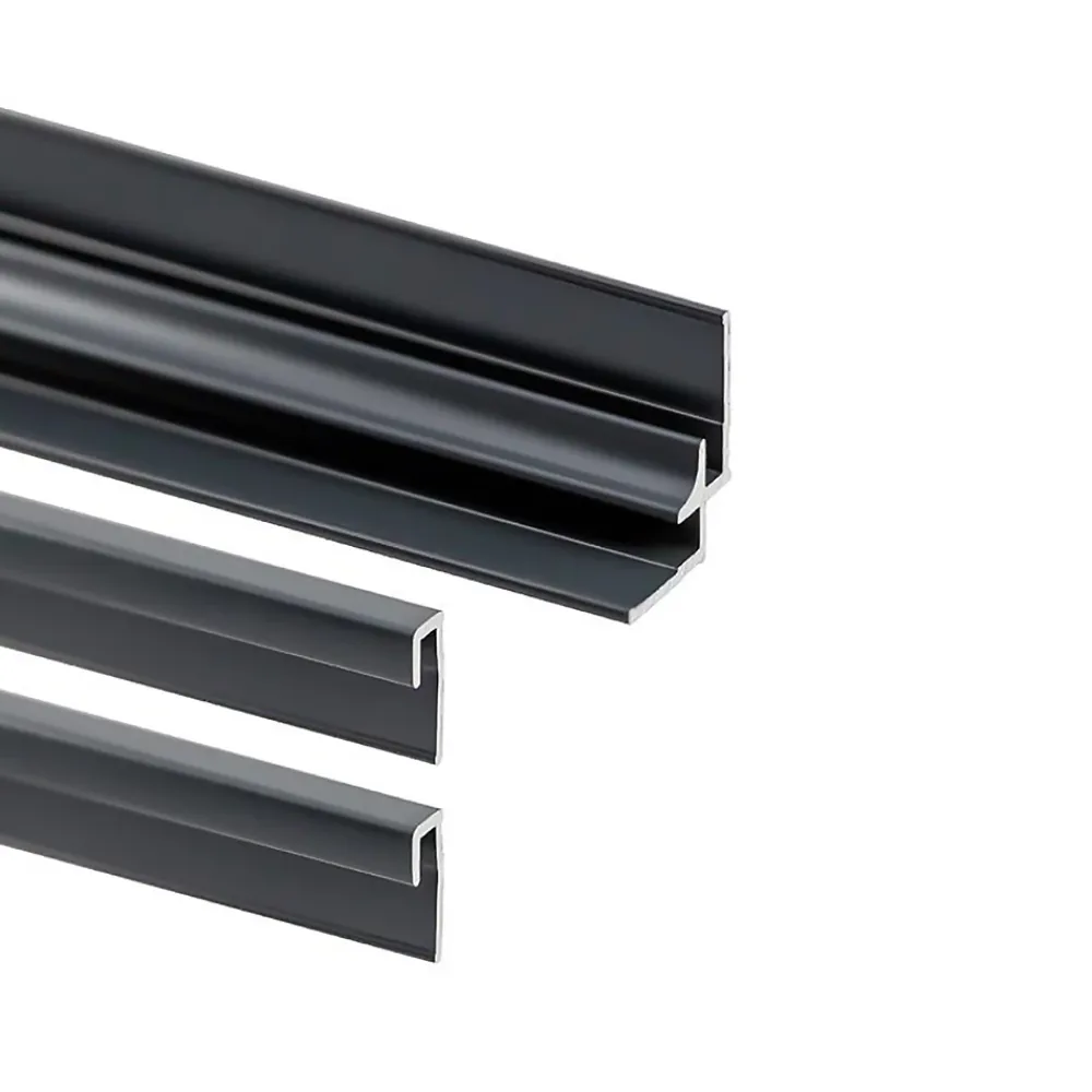 Schulte Lot 2 profilés de finition et 1 profilé d’angle pour panneaux muraux DécoDesign 210 cm noir
