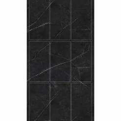 Panneau Mural De Salle De Bains|Decoon Lot de 8 Dalles Murales Douche SPC/PVC Décor Marbre Noir satiné - 38,9x77,8cm - 2,42M²