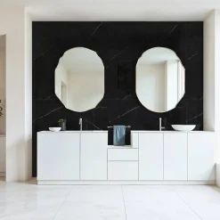 Panneau Mural De Salle De Bains|Decoon Lot de 4 Dalles Murales Douche SPC/PVC Décor Marbre Noir satiné - 59,2x118,4cm - 2,8M²