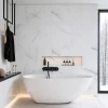 Decoon Lot de 8 Dalles Murales Douche SPC/PVC Décor Marbre Blanc Brillant - 38,9x77,8 cm - 2,42 m²