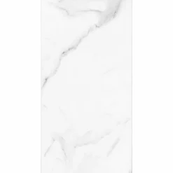 Decoon Lot de 4 Dalles Murales Douche SPC/PVC Décor Marbre Blanc brillant - 59,2x118,4cm - 2,8M²