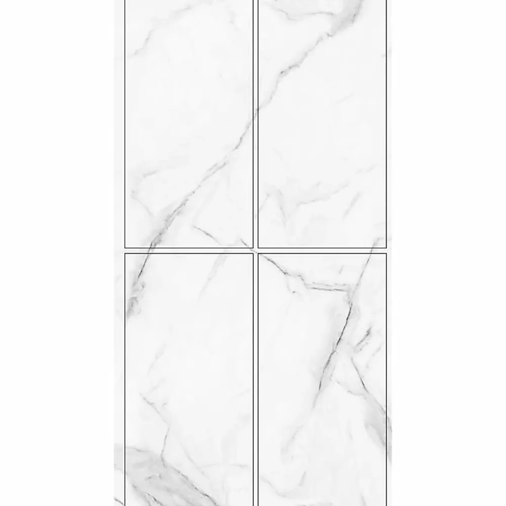 Decoon Lot de 4 Dalles Murales Douche SPC/PVC Décor Marbre Blanc brillant - 59,2x118,4cm - 2,8M²