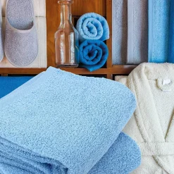 Serviette De Bain|Linnea Lot de 2 draps de bain 90x150 cm ALPHA bleu Ciel