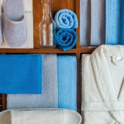Serviette De Bain|Linnea Lot de 2 draps de douche 70x130 cm ALPHA bleu Turquoise