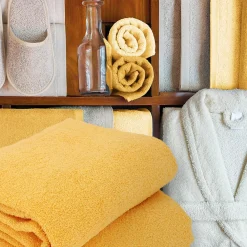 Linnea Lot de 2 draps de douche 70x130 cm ALPHA jaune Or