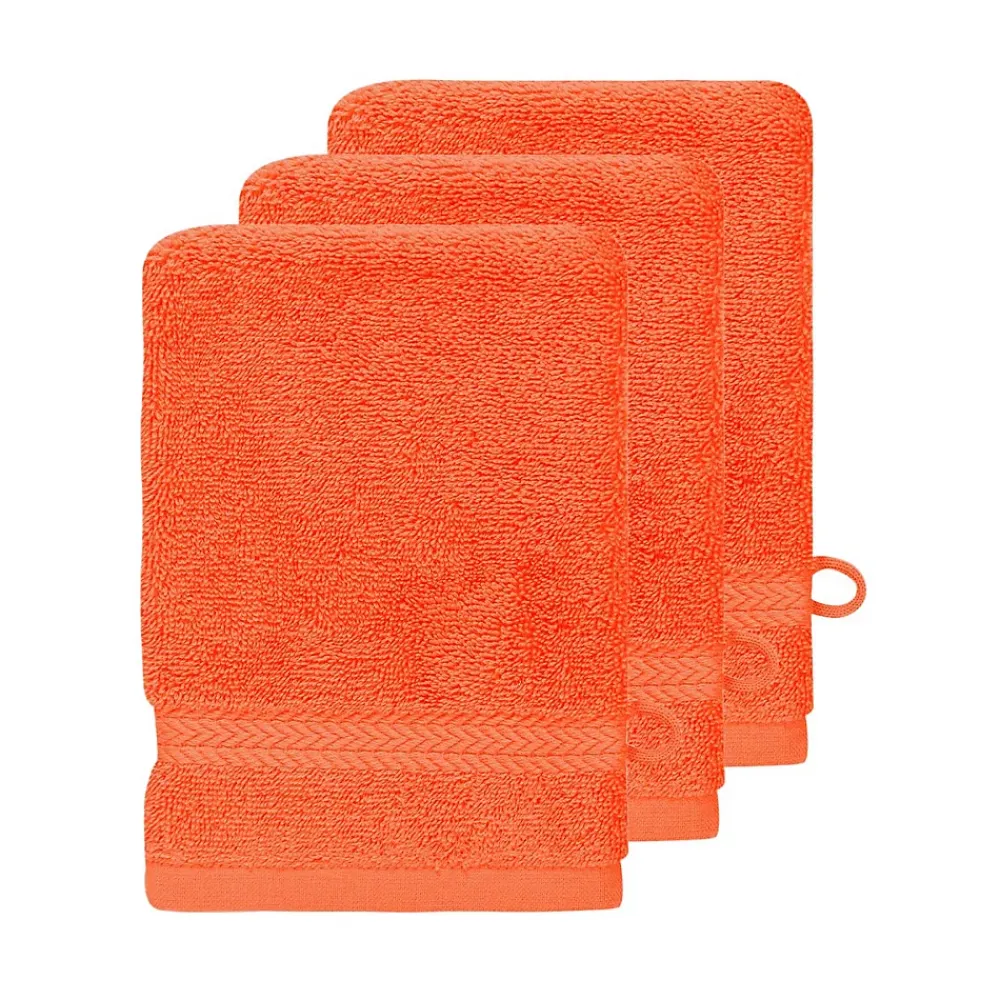 Sensei Maison Lot de 3 gants de toilette 550 g/m² Corail 16x22 cm LUXURY