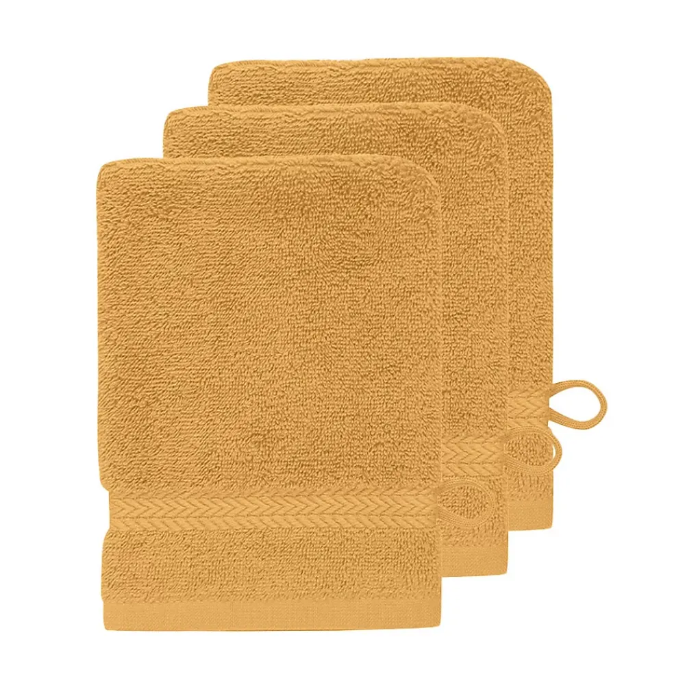 Sensei Maison Lot de 3 gants de toilette 550 g/m² Caramel 16x22 cm LUXURY