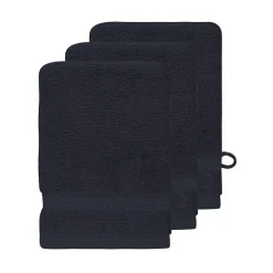 Sensei Maison Lot de 3 gants de toilette 550 g/m² Bleu Nuit 16x22 cm LUXURY