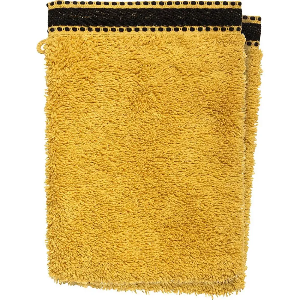 Atmosphera Créateur D'Intérieur Lot de 2 gants de toilette Joia - coton 550 gr/m² - jaune moutarde 15x21 cm - Atmosphera