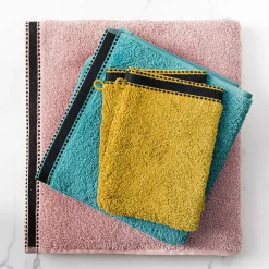 Atmosphera Créateur D'Intérieur Lot de 2 gants de toilette Joia - coton 550 gr/m² - jaune moutarde 15x21 cm - Atmosphera