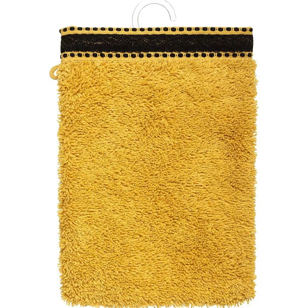 Atmosphera Créateur D'Intérieur Lot de 2 gants de toilette Joia - coton 550 gr/m² - jaune moutarde 15x21 cm - Atmosphera