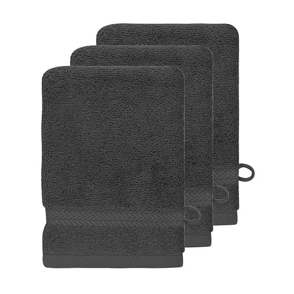Gant De Toilette|Sensei Maison Lot de 3 gants de toilette 550 g/m² Ardoise 16x22 cm LUXURY
