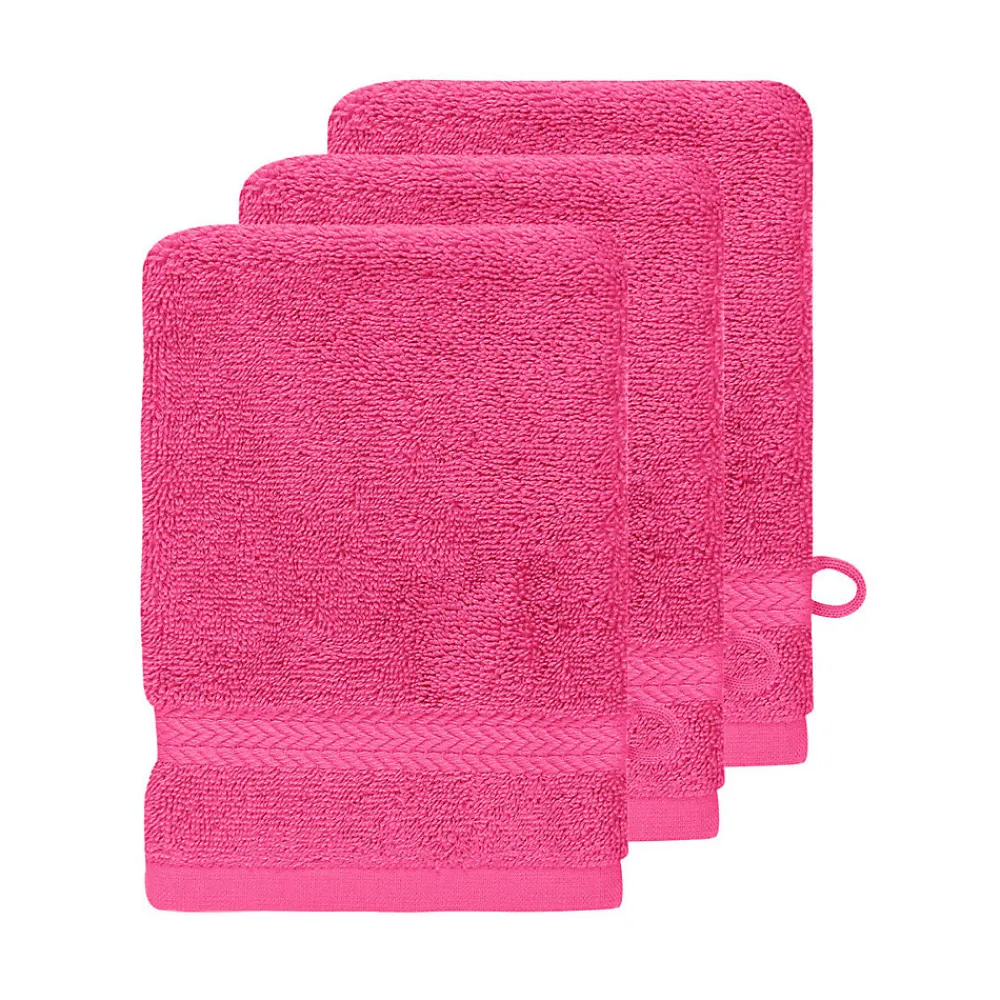 Gant De Toilette|Sensei Maison Lot de 3 gants de toilette 550 g/m² Rose Indien 16x22 cm LUXURY