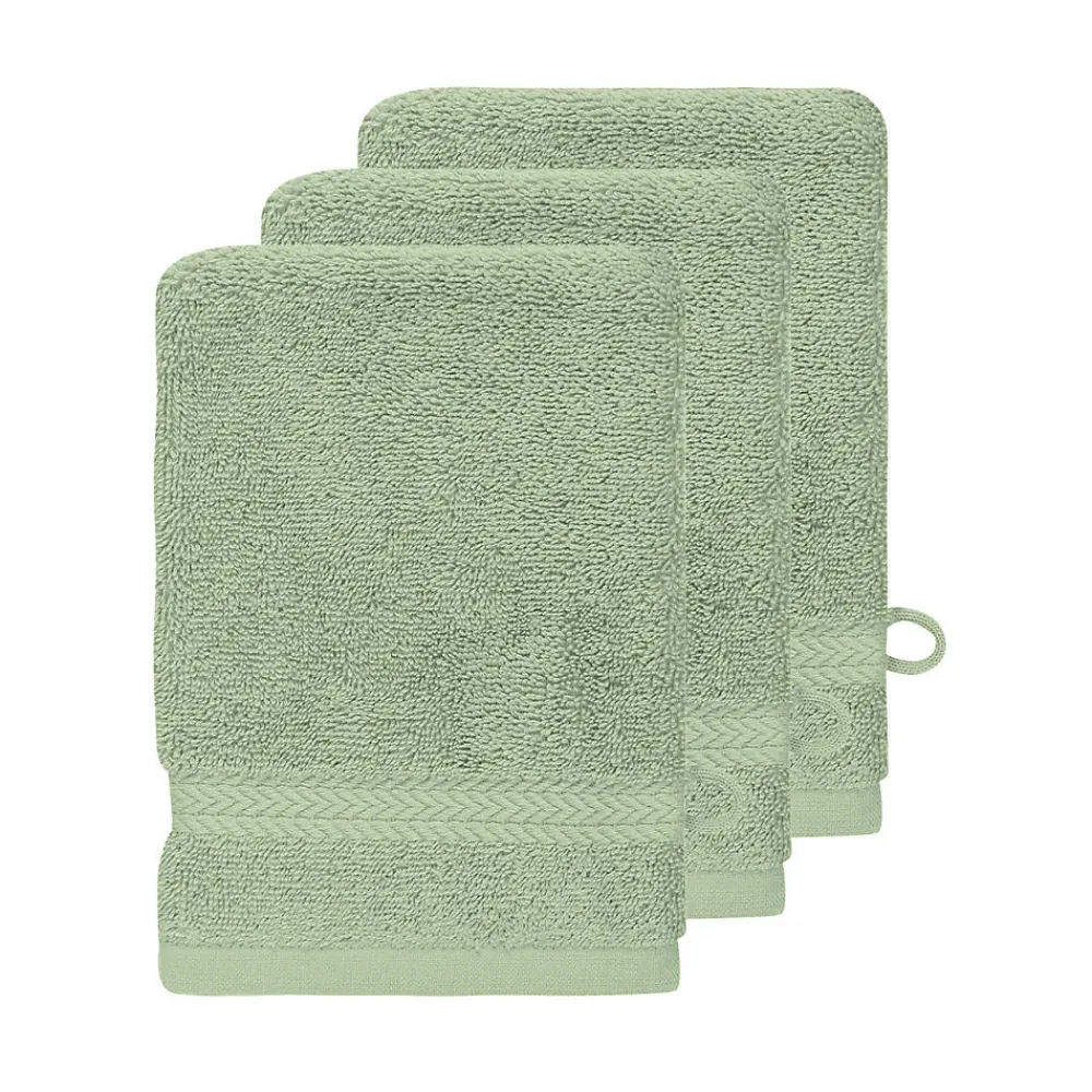 Gant De Toilette|Sensei Maison Lot de 3 gants de toilette 550 g/m² Sauge 16x22 cm LUXURY