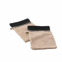 Gant De Toilette|Douceur D'Intérieur Lot de 2 gants de toilette 15 x 21 cm Majestic sable