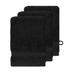 Sensei Maison Lot de 3 gants de toilette 550 g/m² Noir 16x22 cm LUXURY