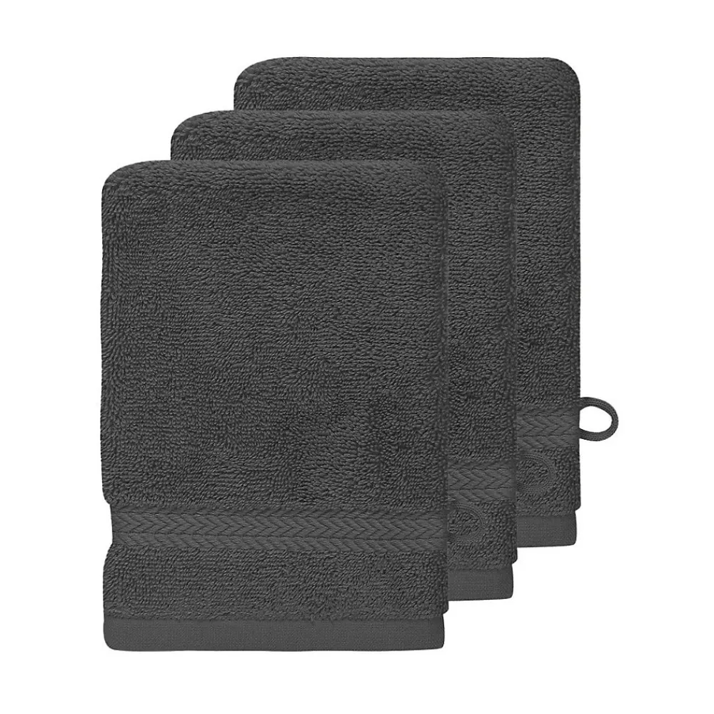 Sensei Maison Lot de 3 gants de toilette 550 g/m² Anthracite 16x22 cm LUXURY