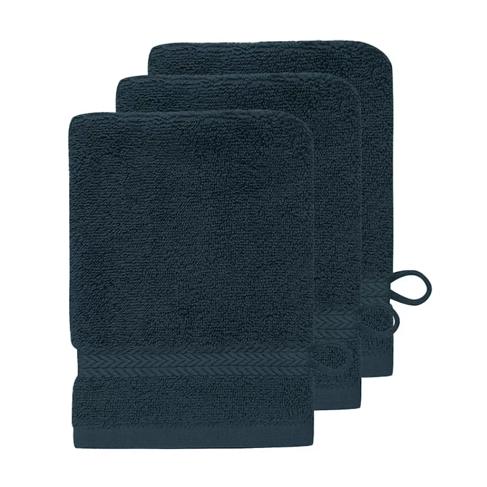 Sensei Maison Lot de 3 gants de toilette 550 g/m² Denim 16x22 cm LUXURY