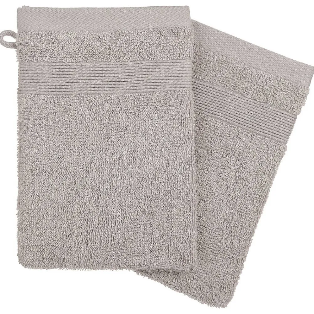 Atmosphera Créateur D'Intérieur Lot de 2 gants de toilette - coton 450 gr/m² - gris taupe 15x21 cm - Atmosphera