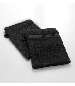 Gant De Toilette|Douceur D'Intérieur Lot de 2 Gants de Toilette Uni Tendresse - 15 x 21 cm - 500gr,m² - 15X21cm - Noir