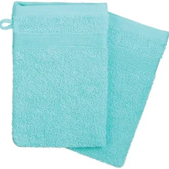 Gant De Toilette|Atmosphera Créateur D'Intérieur Lot de 2 gants de toilette - coton 450 gr/m² - bleu aqua 15x21 cm - Atmosphera