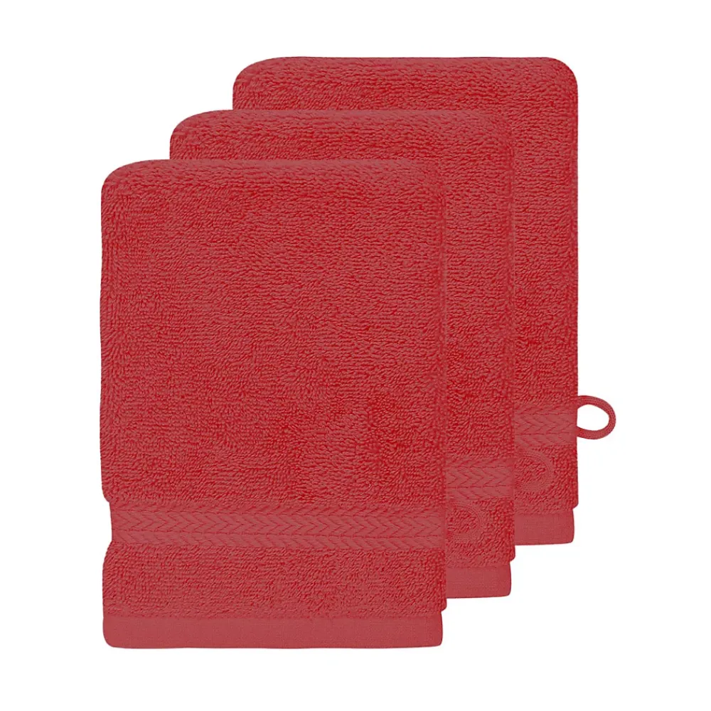 Sensei Maison Lot de 3 gants de toilette 550 g/m² Rubis 16x22 cm LUXURY